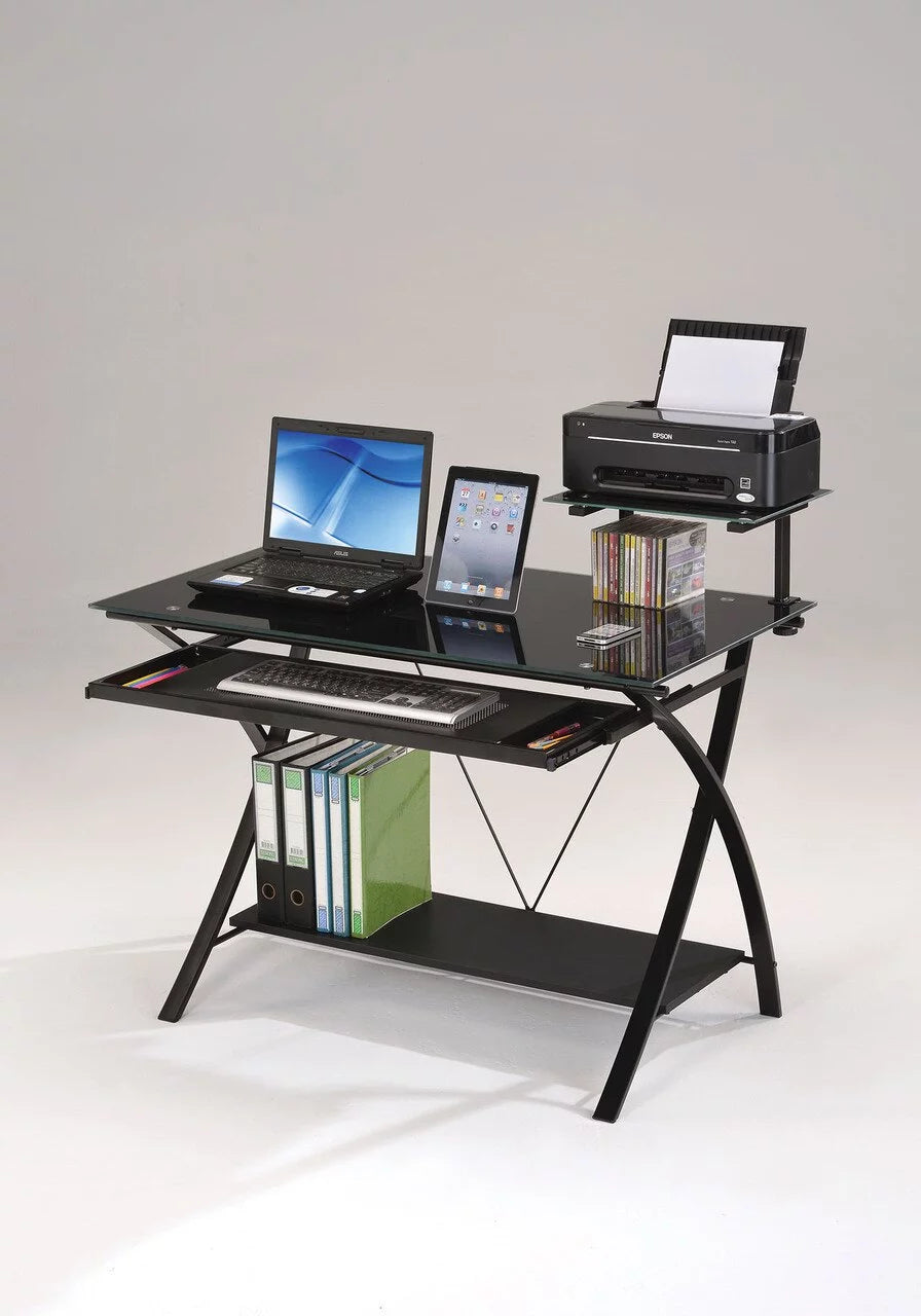 Black Glass Computer Desk M118