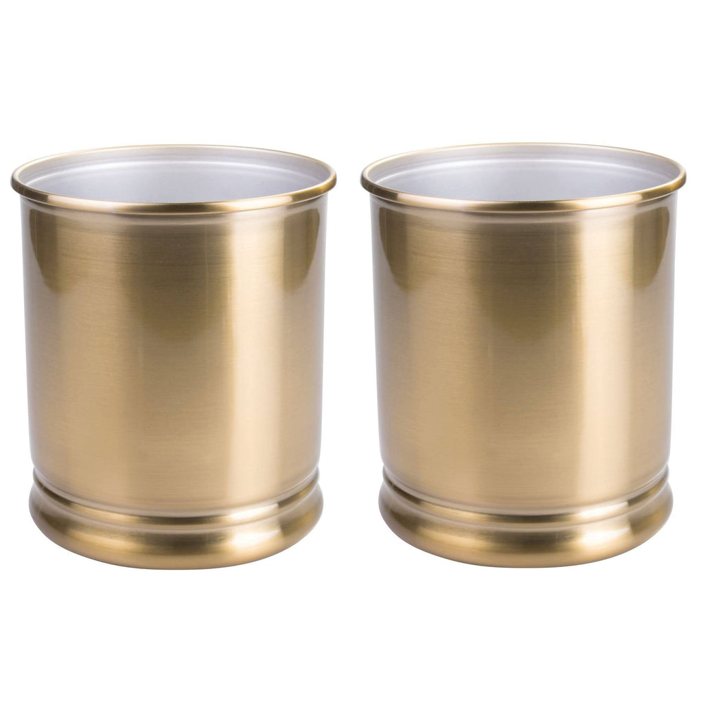 Soft Brass Metal Round Trash Can 2 Pack B691