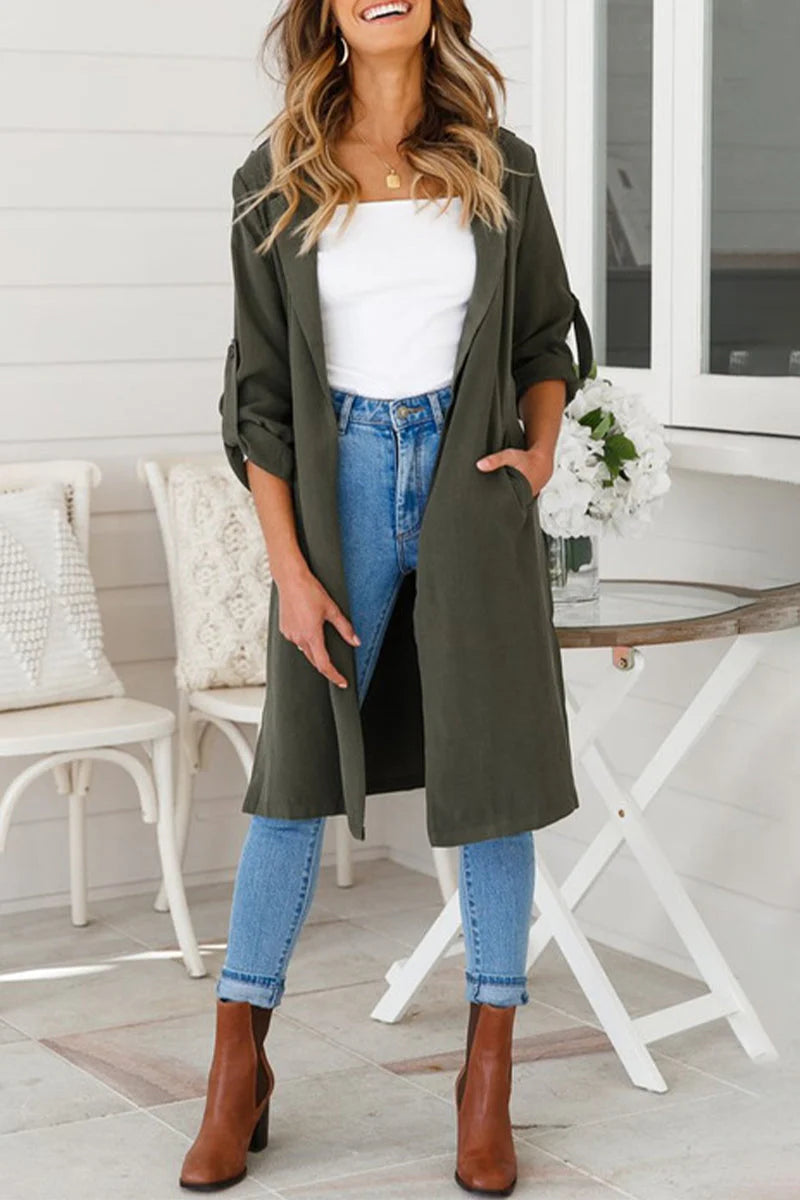 Solid Patchwork POLO Collar Outerwear Y26137