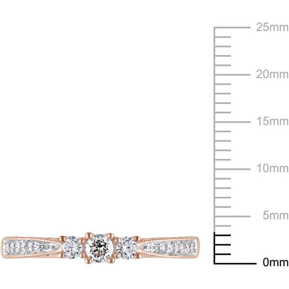 1/4 Carat T.W. Diamond 10kt Rose Gold Three Stone Engagement Ring P2954