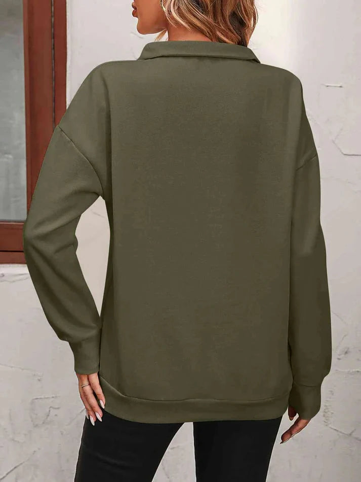 Womens Zip-Up Dropped Shoulder Sweatshirt K437203