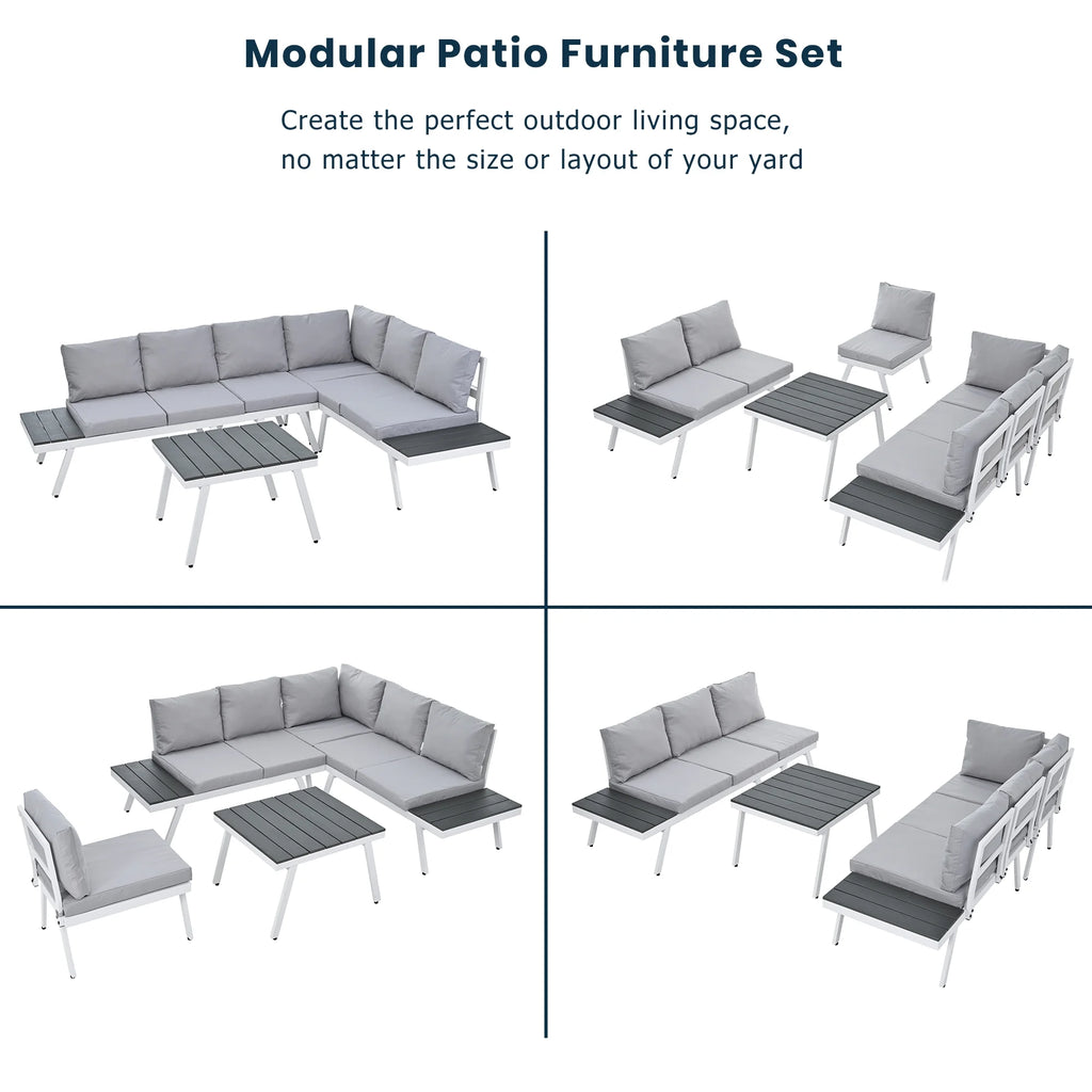 5 Piece Outdoor Patio Furniture Set Grey Q35046