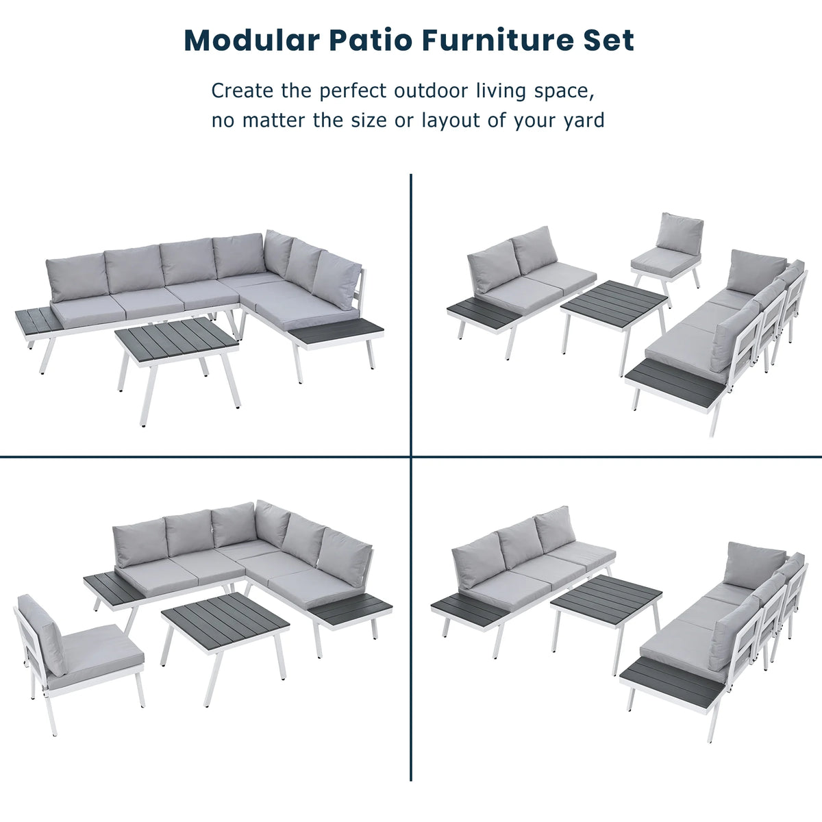 5 Piece Outdoor Patio Furniture Set Grey Q35046
