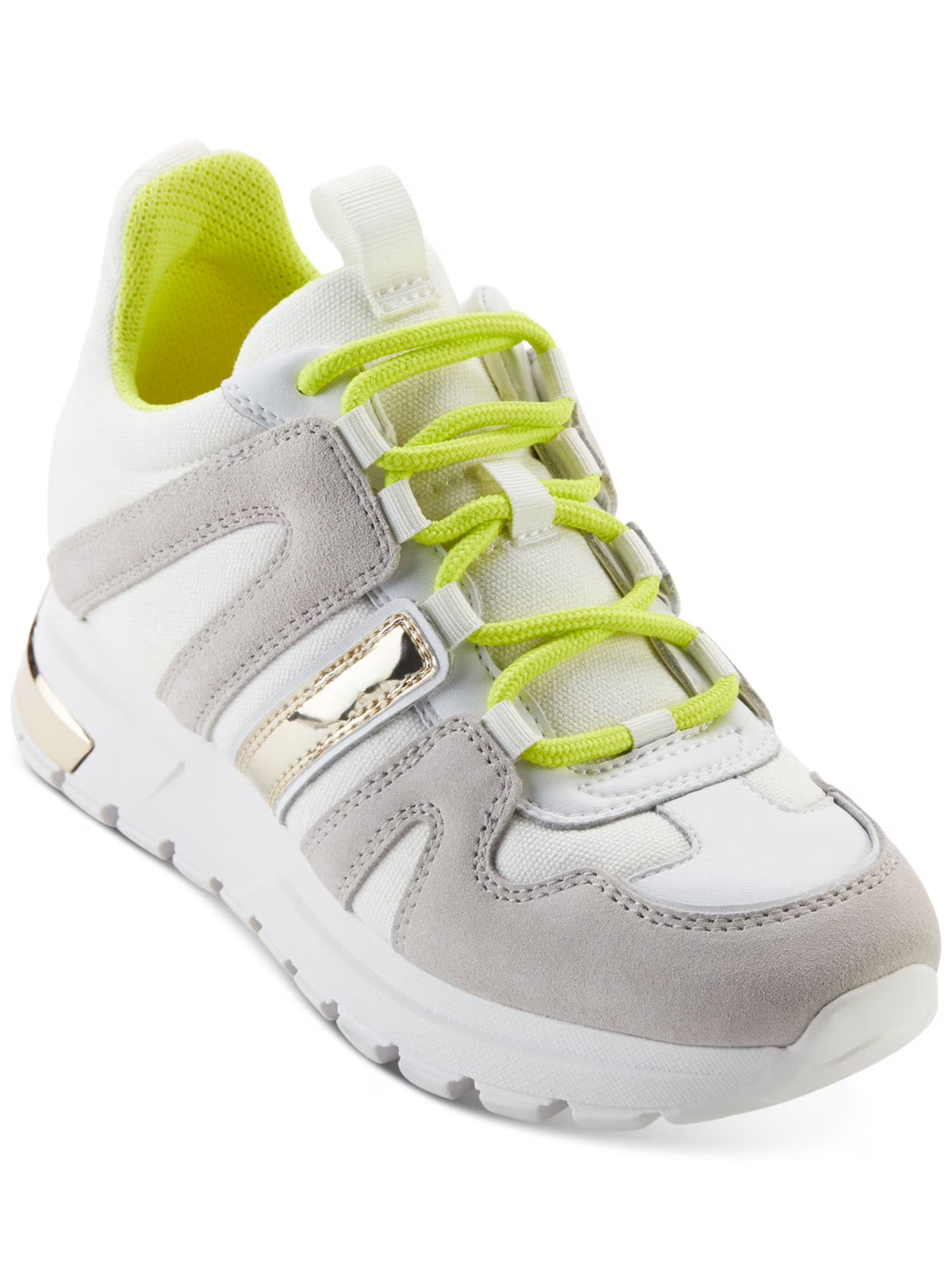 Beige Metallic Round Toe Wedge Lace-Up Athletic Sneakers 7.5 M Y863