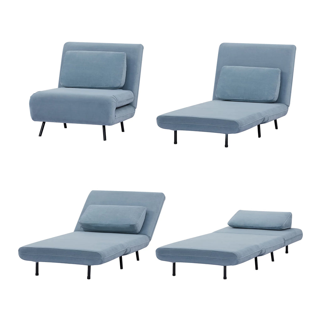 Velvet Blue Convertible Futon Chair X649682