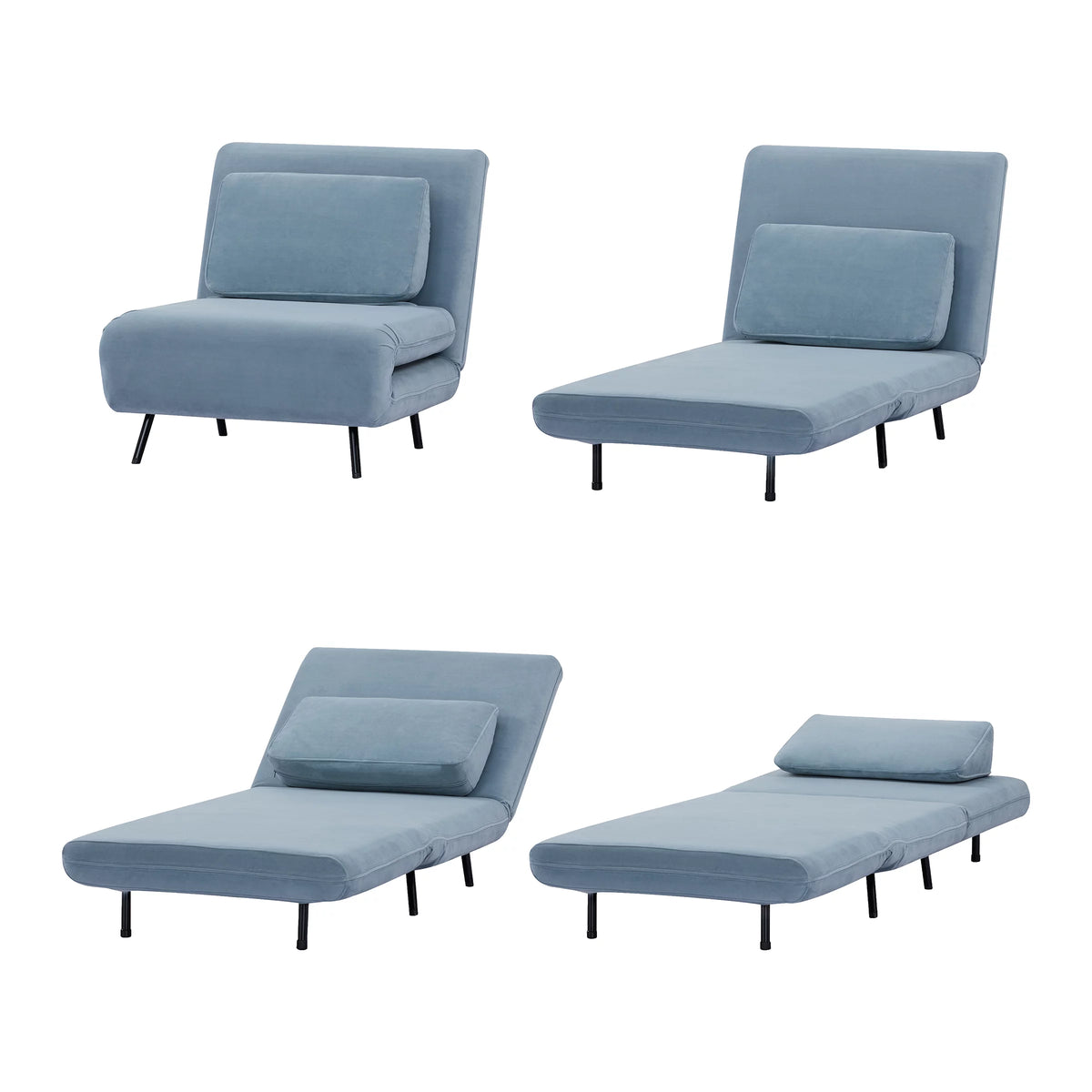 Velvet Blue Convertible Futon Chair X649682