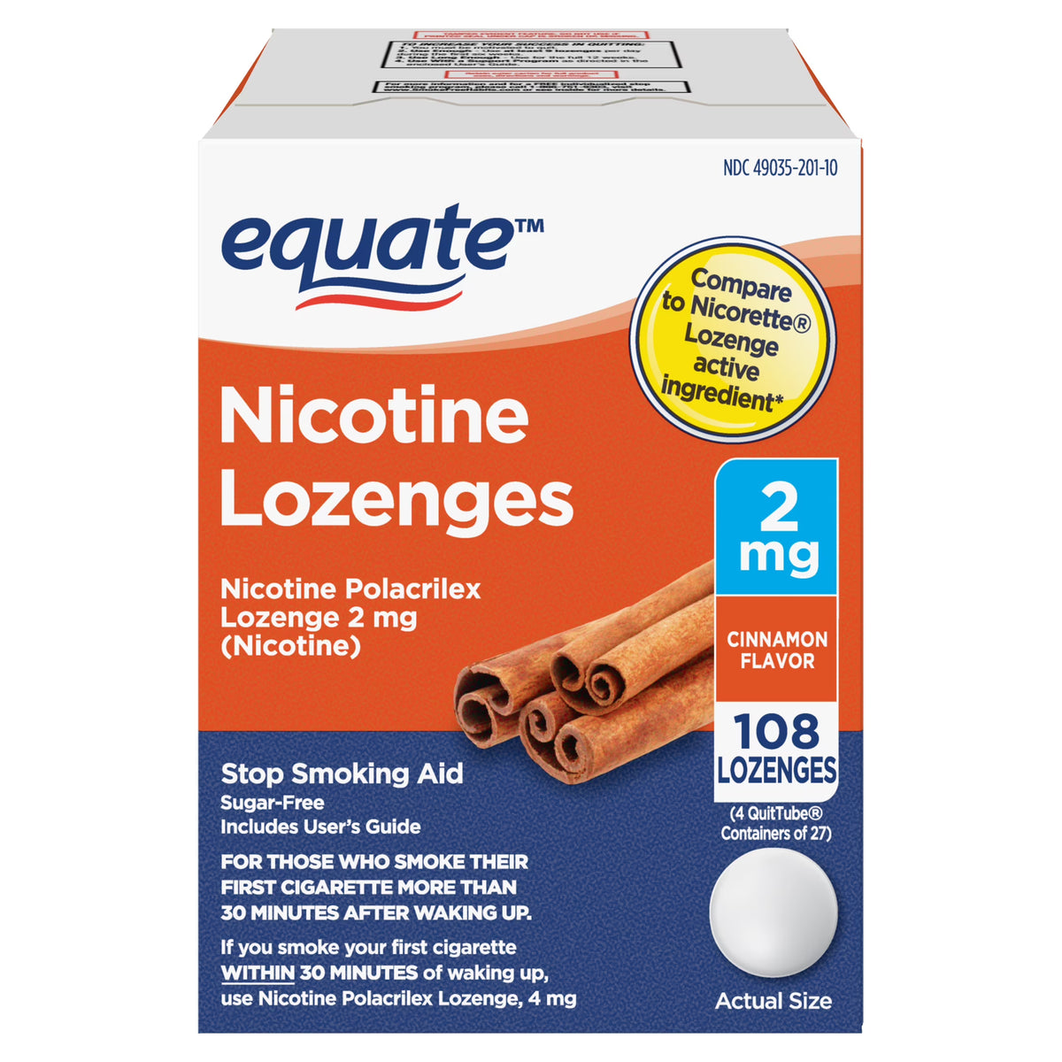 Nicotine Lozenge, 2 mg, Cinnamon Flavor, 108 Count C282189