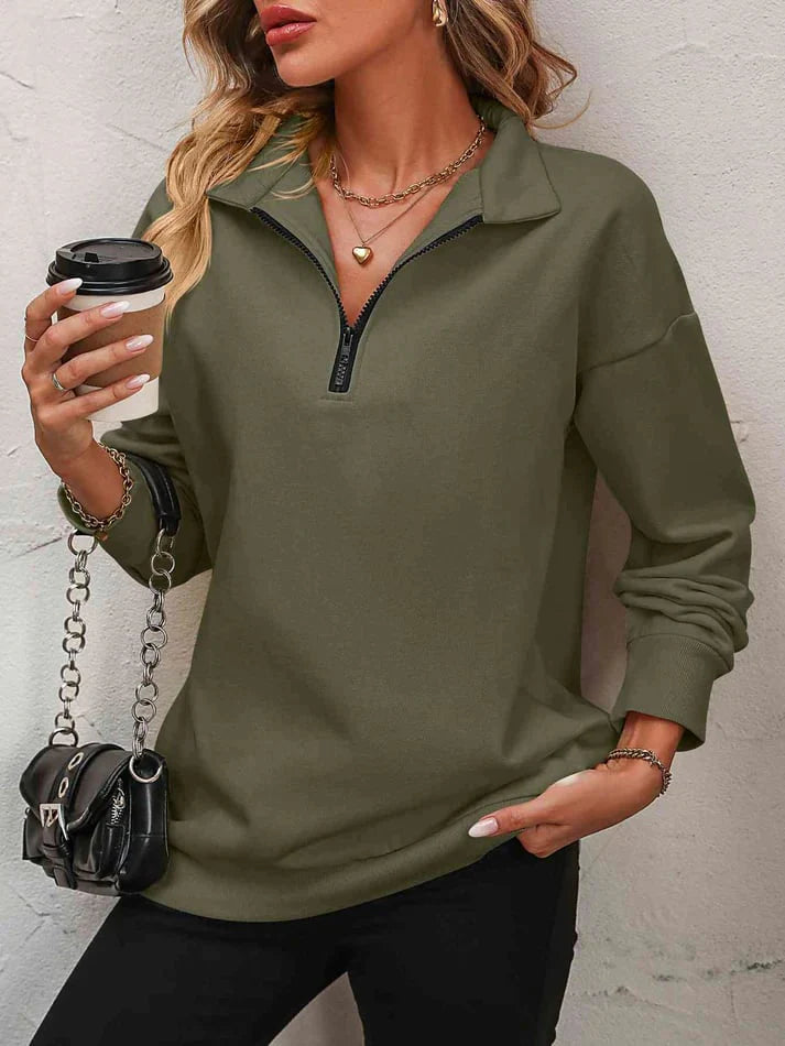 Womens Zip-Up Dropped Shoulder Sweatshirt K437203