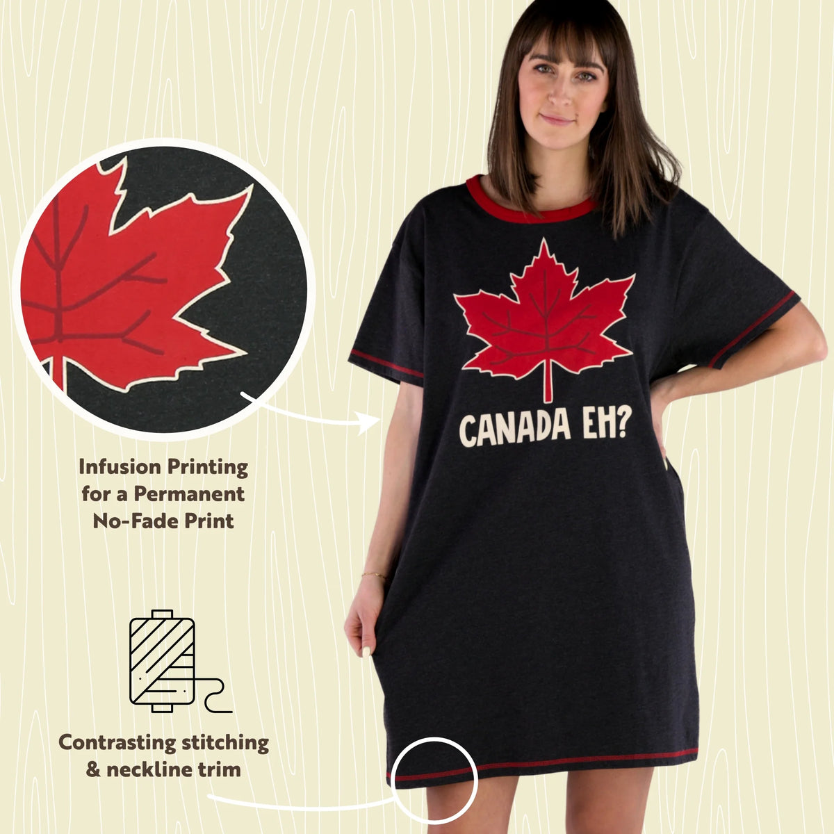 Maple Leaf Animal Designs Sleepshirt Q603098