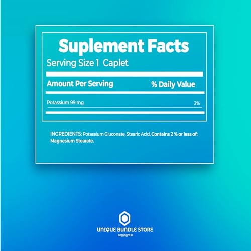 Potassium Supplement 99 mg 250 Caplets Pack of 2 D98402