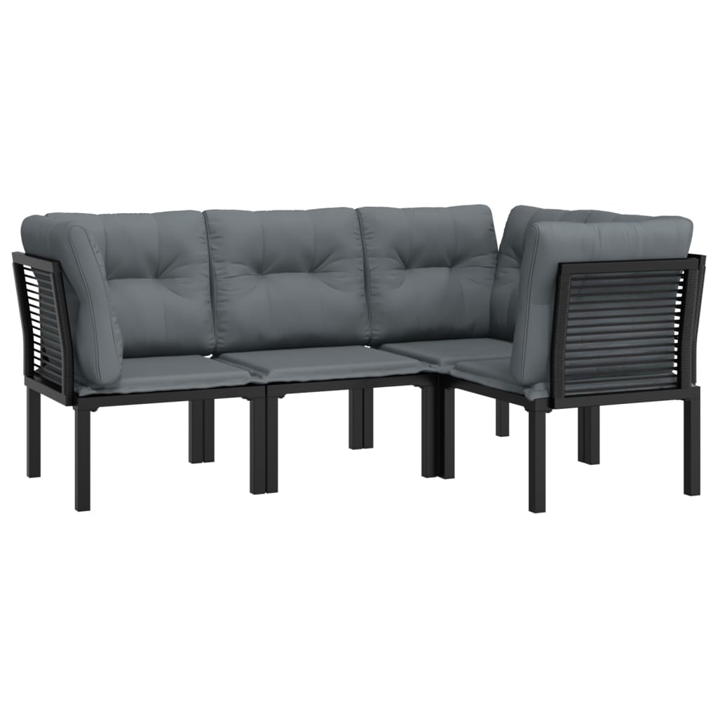4 Piece Dark Gray Cushioned Poly Rattan Sectional Sofa Set Q466555