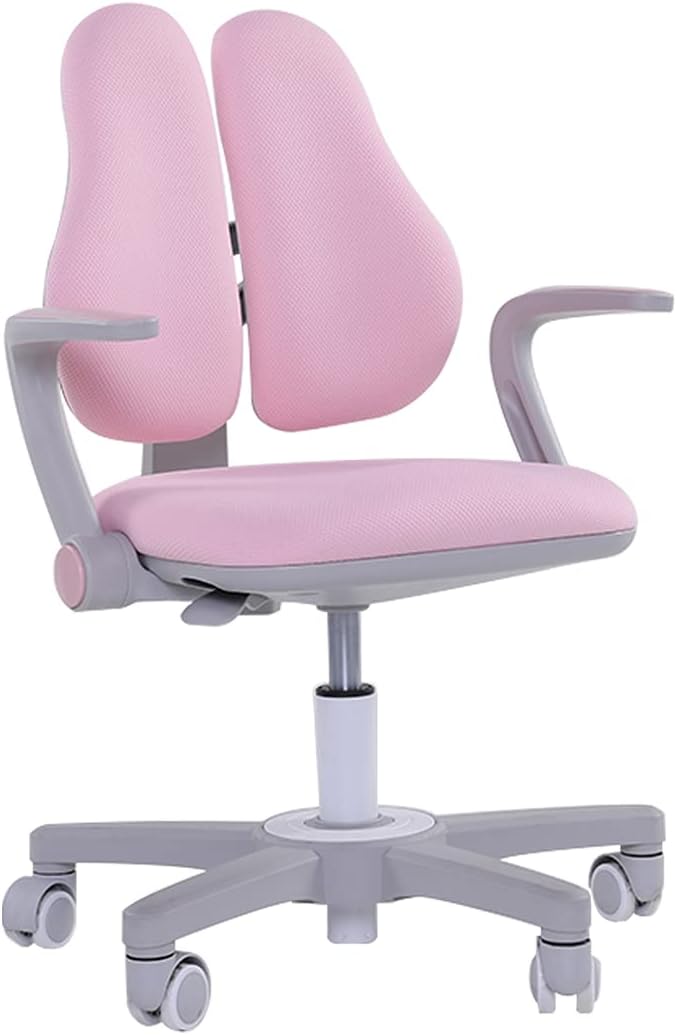 Pink Height Adjustable Ergonomic Kids Study Desk and Chair Set with Drawer and Bookshelf C222