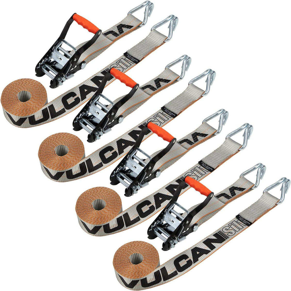 Ratchet Strap with Wire Hooks, 2 Inch x 15 Foot, 4 Pack, 3,300 Pound Safe Working Load L616544