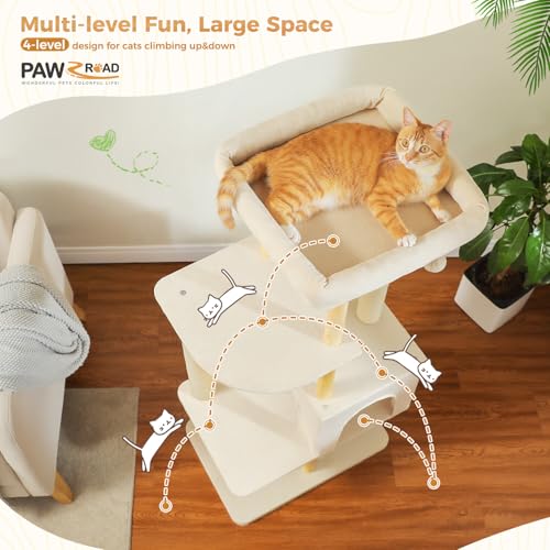 73 Inches Tall Wooden Cat Tree with Hammocks and Scratching Posts I48297