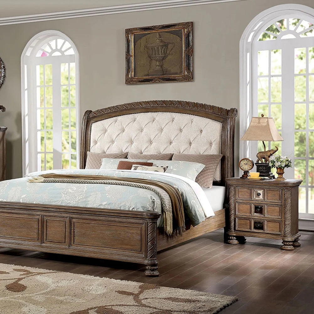 Rustic 3 Drawer Solid Wood Nightstand E398