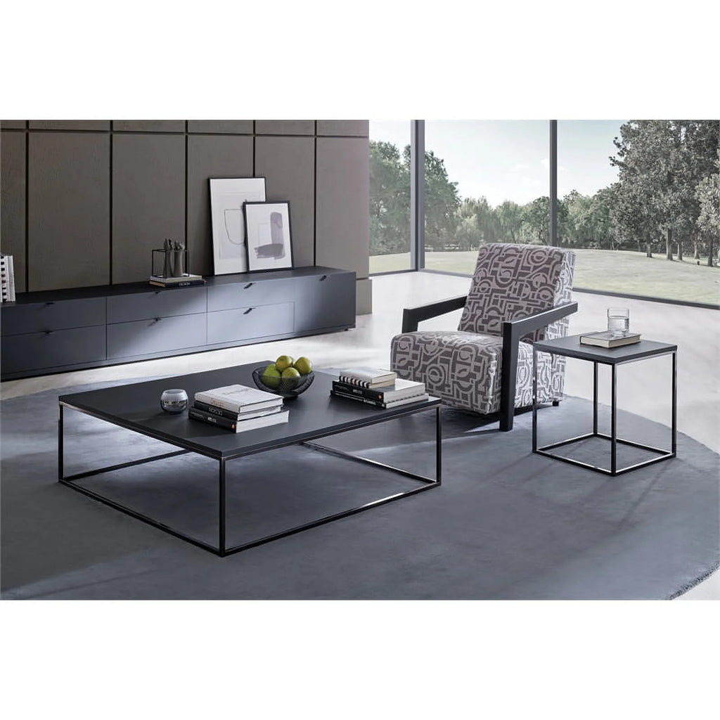 Black Engineered Wood & Metal Side Table O747033