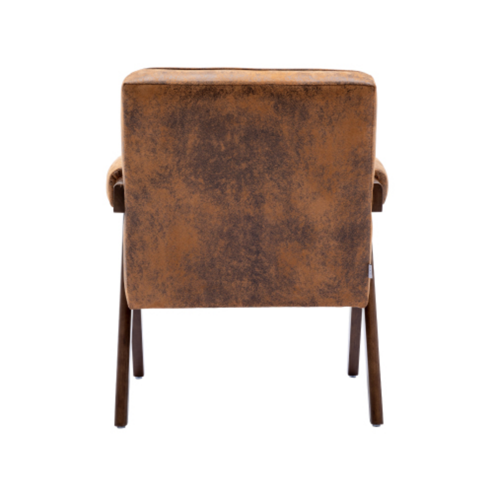 Mid-Century Modern Accent Chair with Solid Wood Armrest and Feet A53527