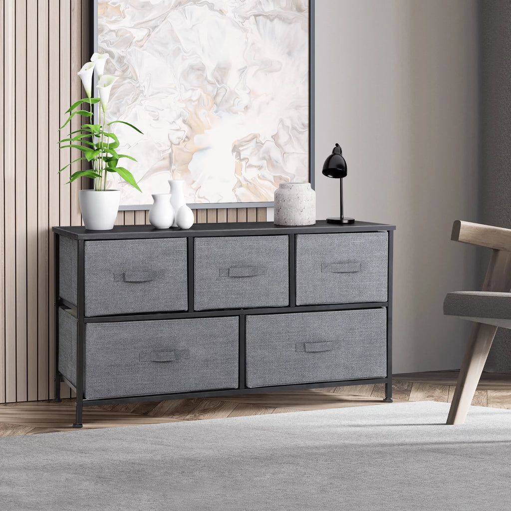 2 Tiers Steel Frame Wide Dresser Storage Tower Z398