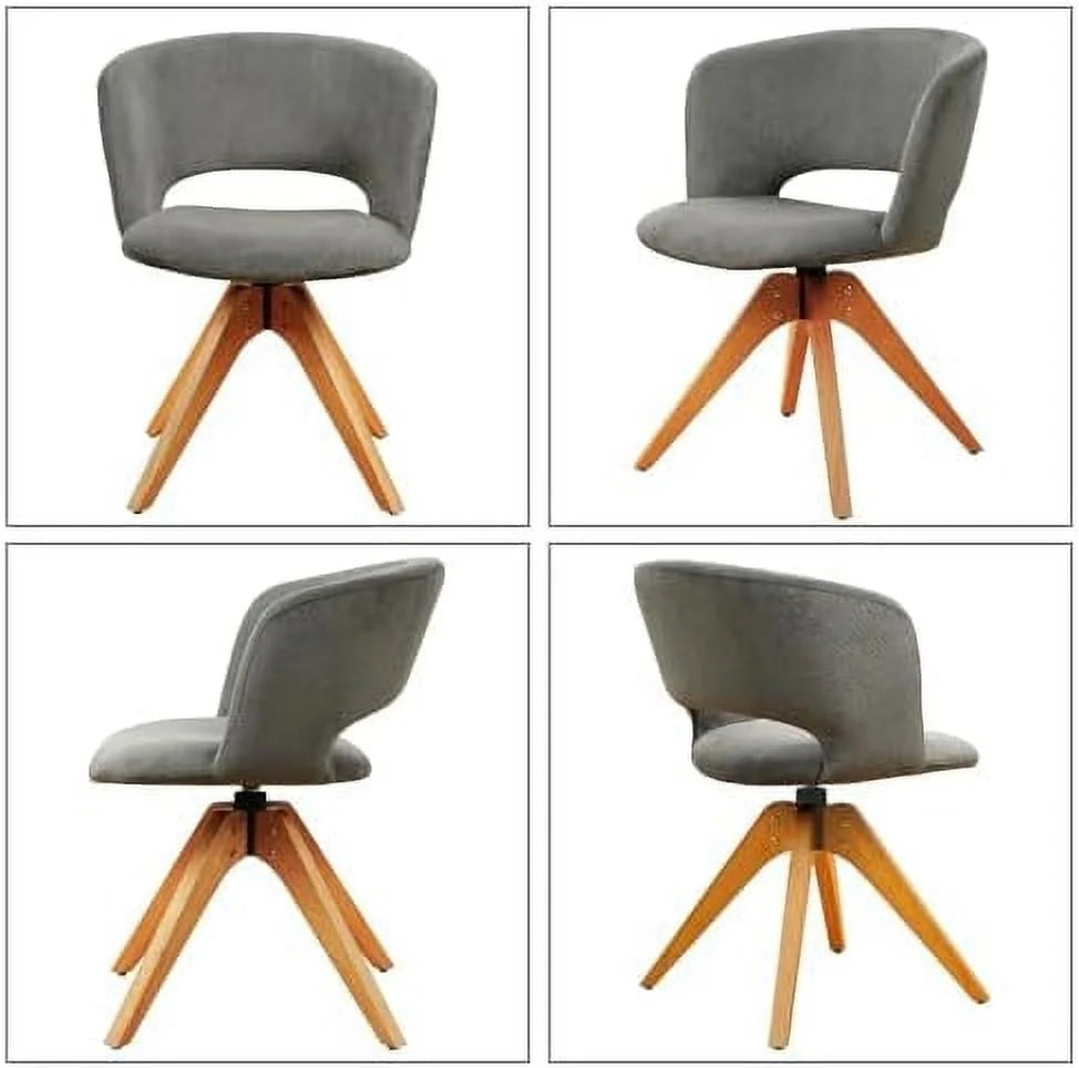Blue Upholstered Swivel Accent Chair with Solid Wood Legs R196193
