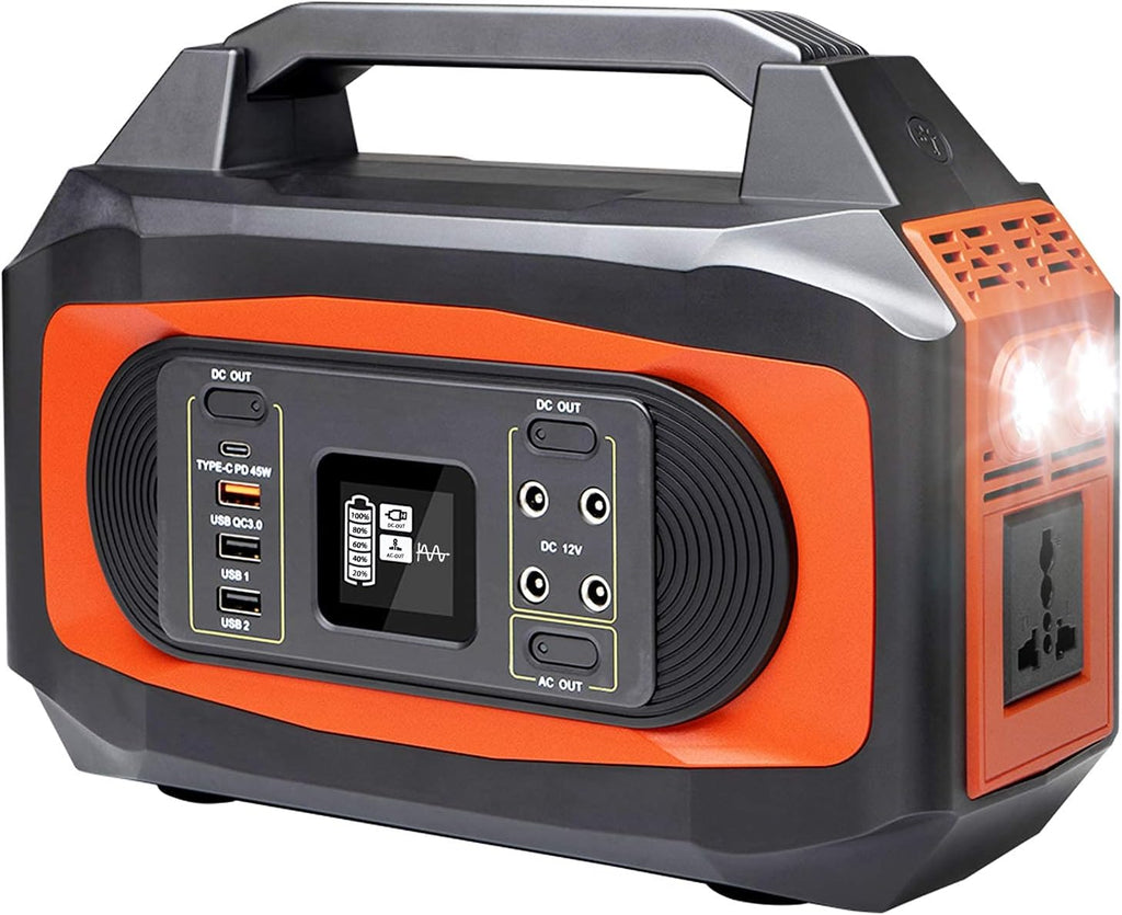 Portable Power Station 500W, 444Wh/120000mAh, 110V Pure Sine Wave AC Outlet Lithium Battery Solar Generator F16615