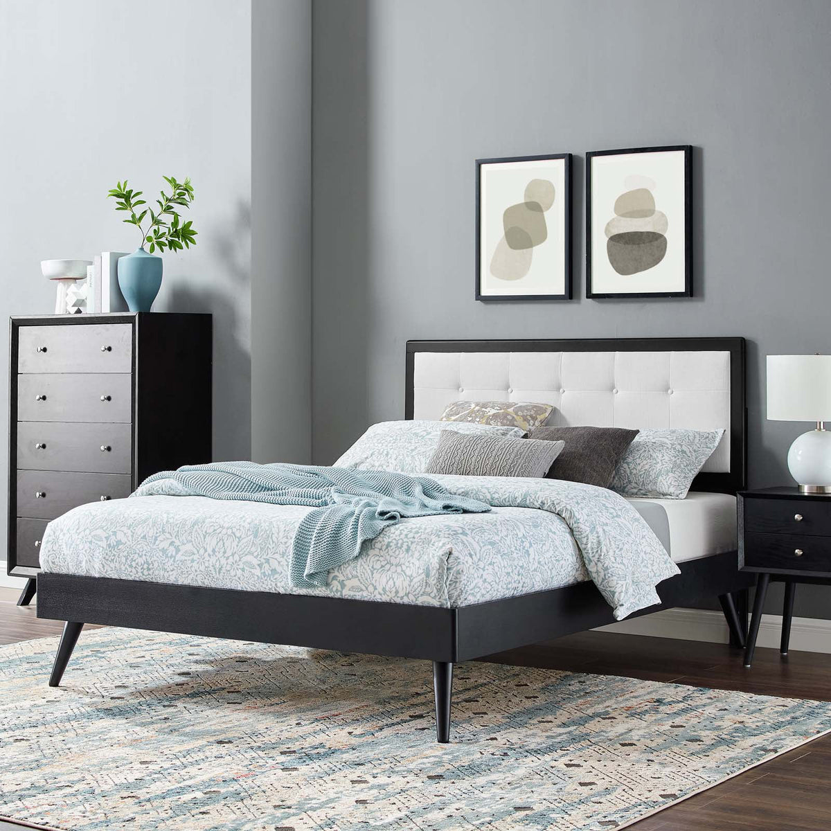Twin Wood Platform Bed with Splayed Legs C2437