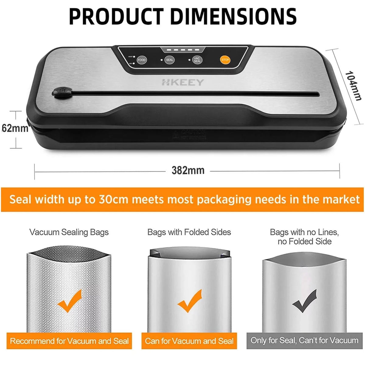 Food Vacuum Sealer Machine with 2 Rolls Vacuum Sealer Bags X96137