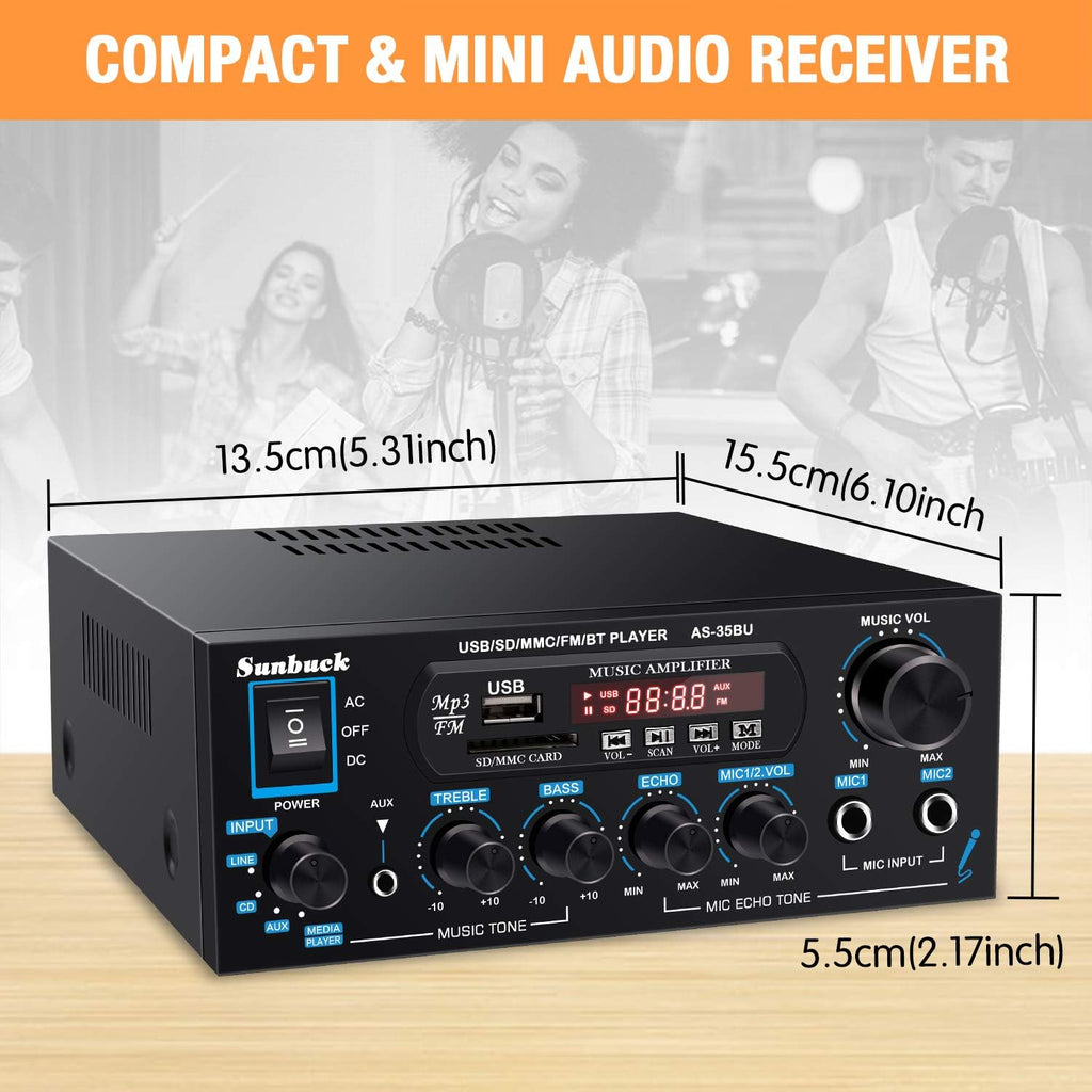 200W Wireless Bluetooth Stereo Amplifier Receiver with USB FM Radio Remote Control X73112