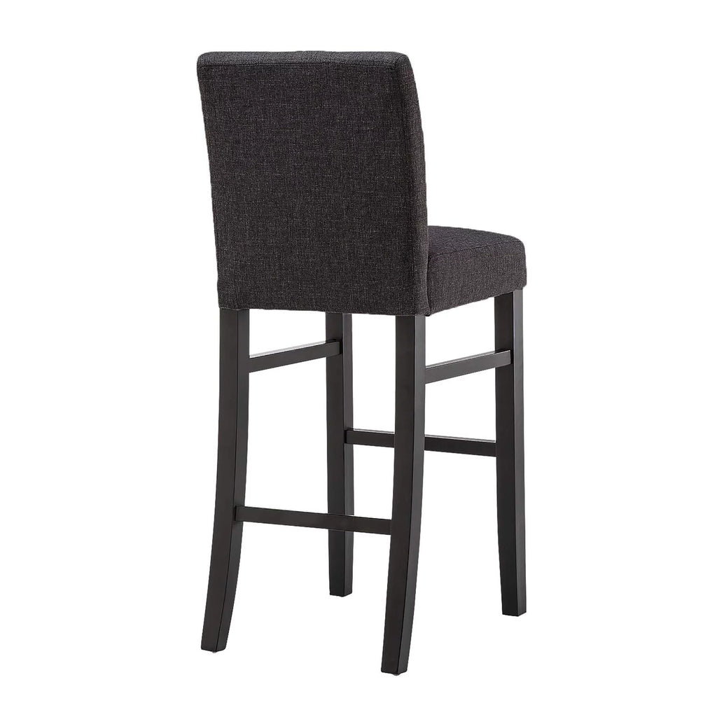 Charcoal Fabric Upholstered Bar Stools with Solid Wood Legs Set of 4 P3926