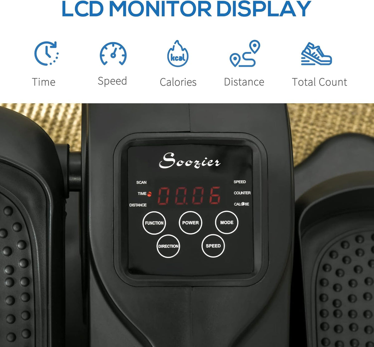 Under Desk Bike Elliptical Machine with Adjustable Speed & LCD Display O149956