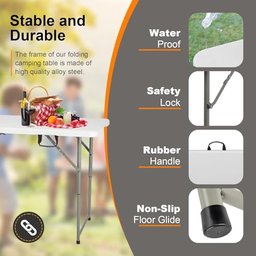 White 4ft Plastic Folding Table J903