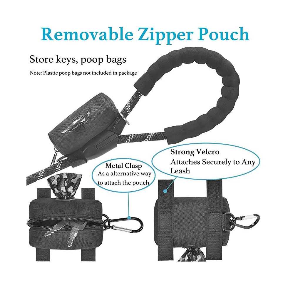 6 FT Durable Slip Lead Dog Leash with Zipper Pouch K205