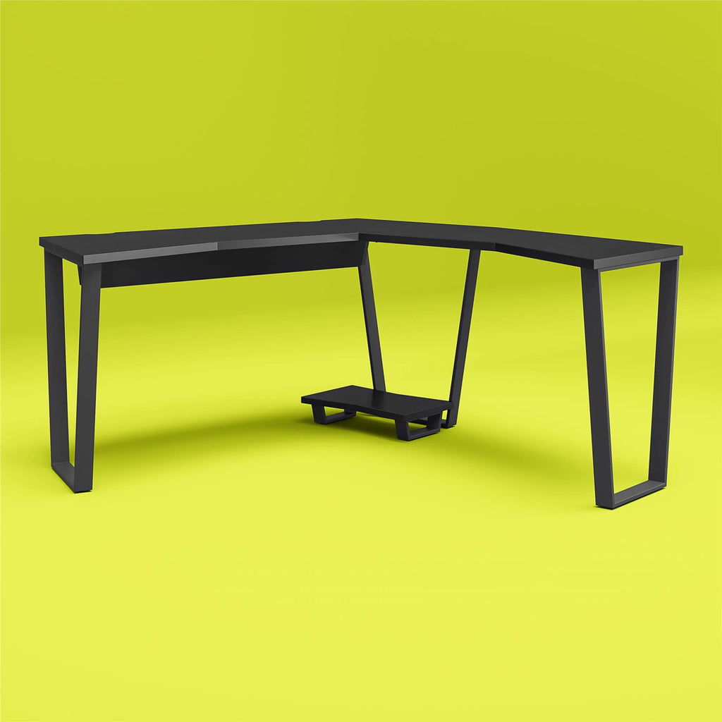 Black Gaming L Desk with CPU Stand Q1654