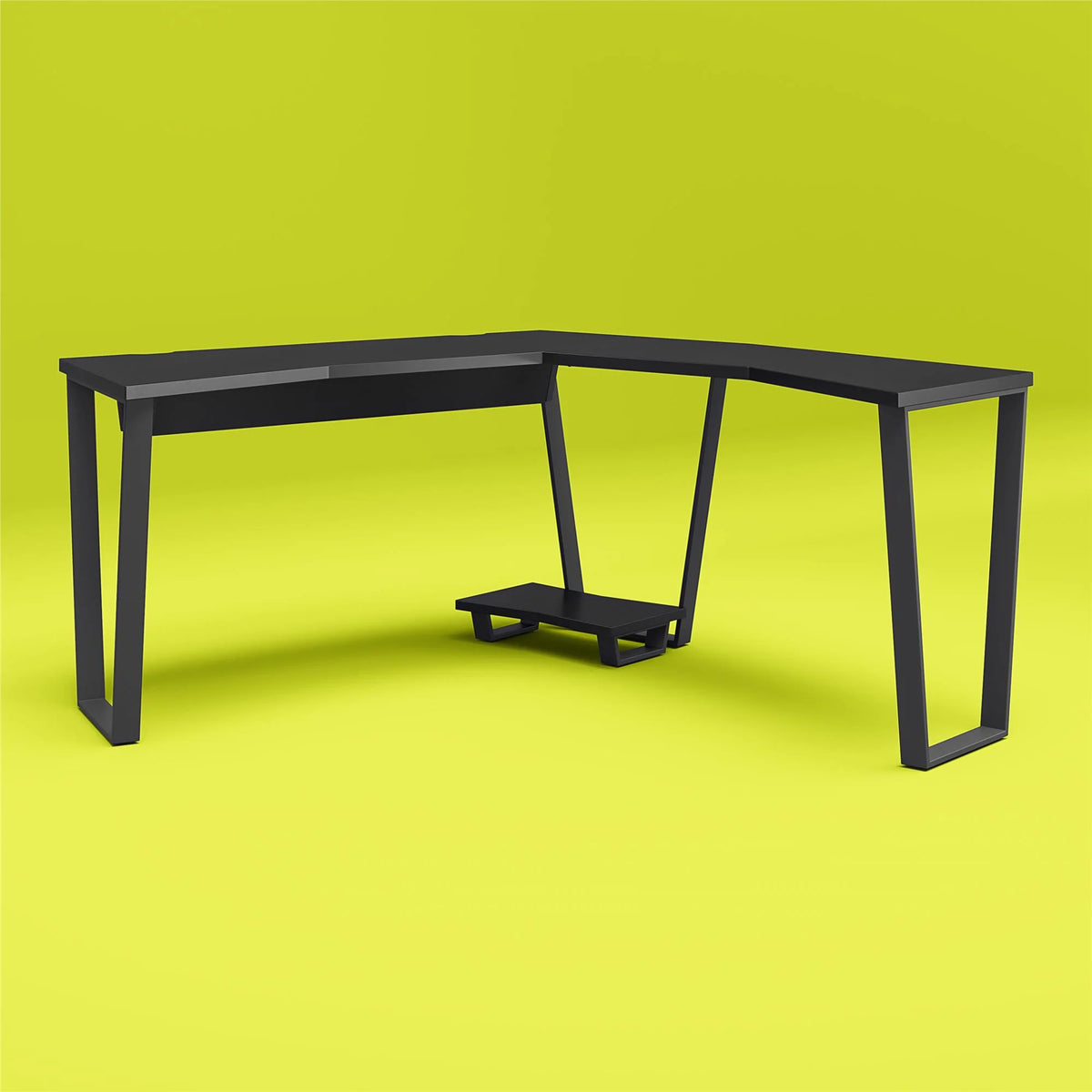 Black Gaming L Desk with CPU Stand Q1654