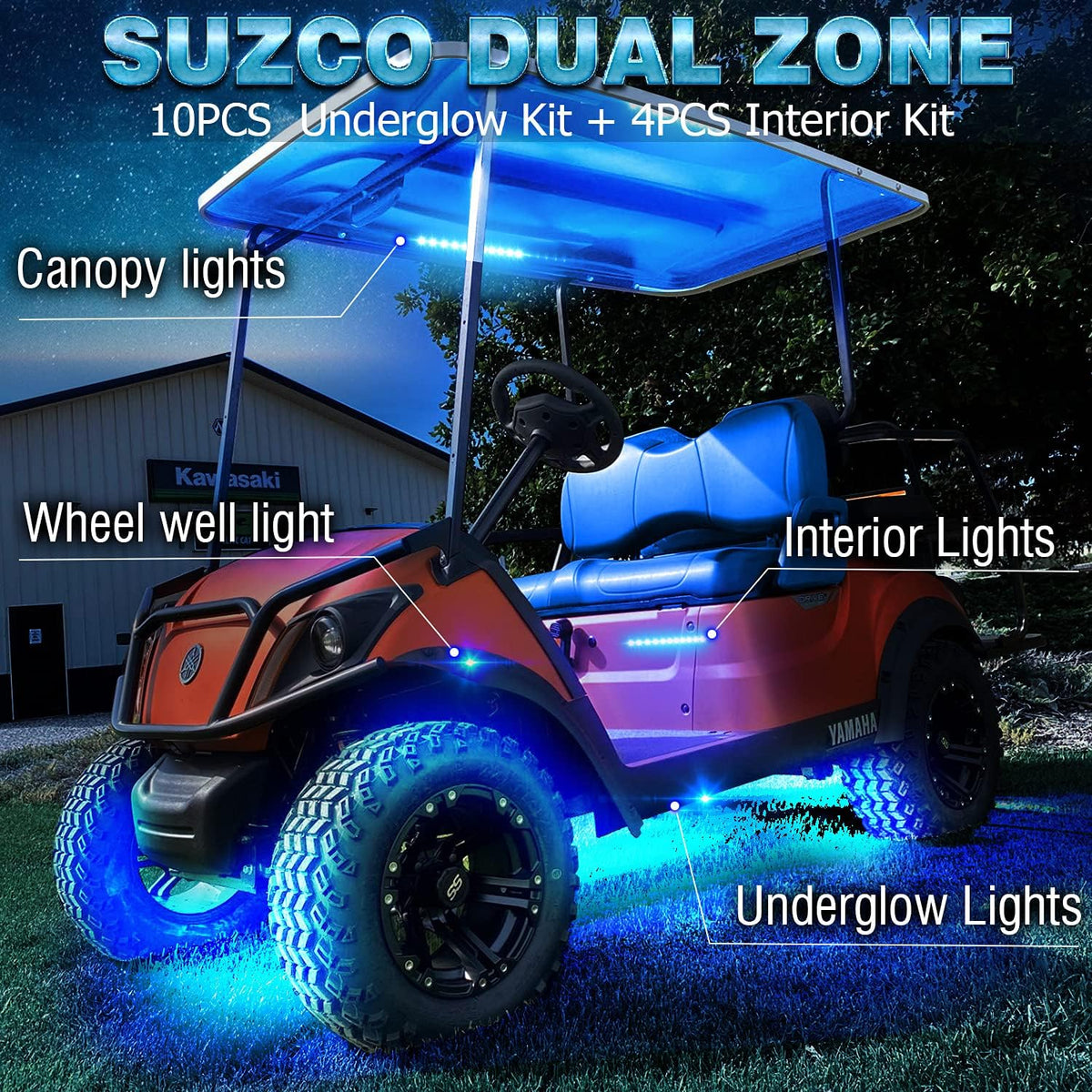 10-pods LED RGB Neon Underglow Wheel Well Lights Kit, Dual-Zone Interior Light Kit, Waterproof 12V, Pack of 2 H512921