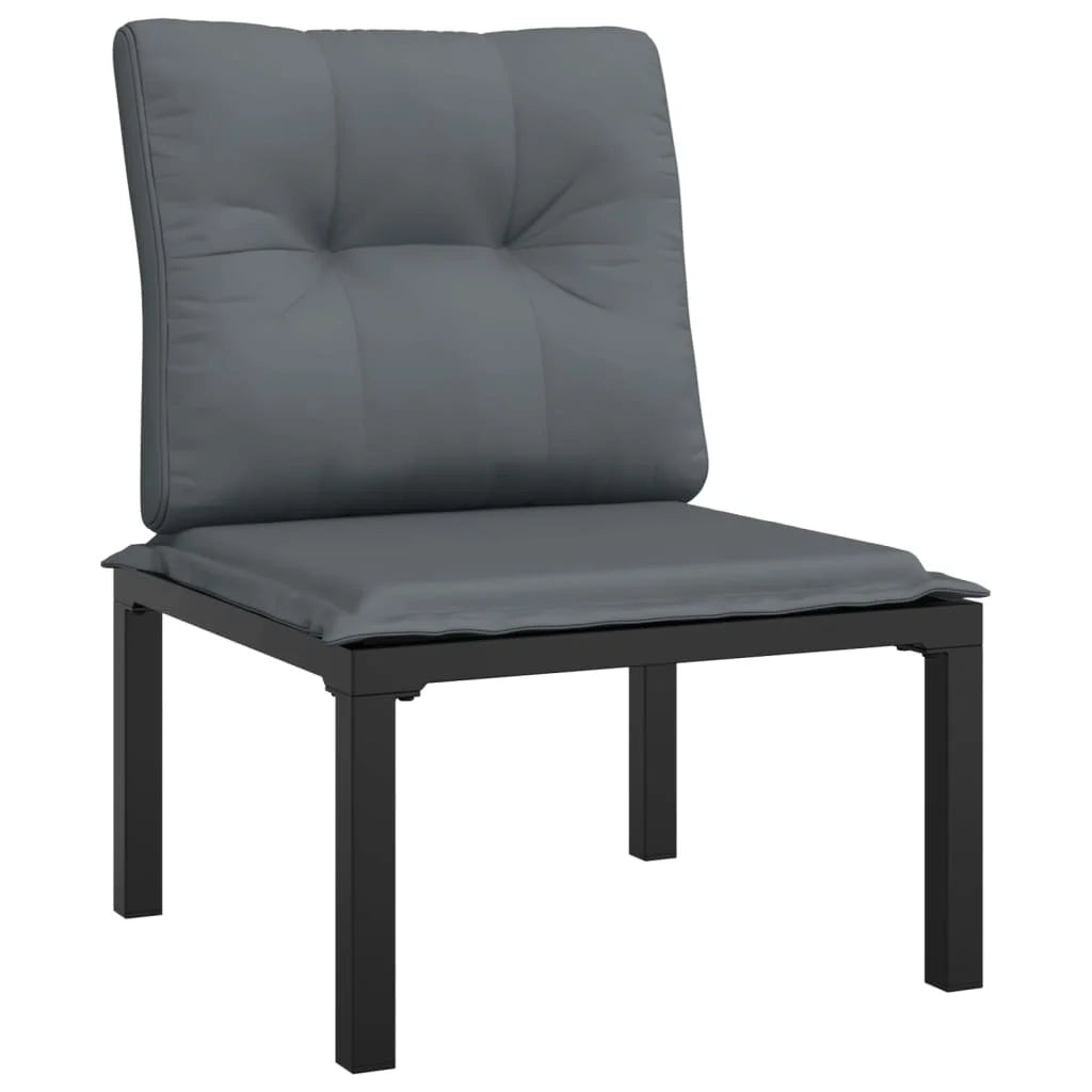 4 Piece Dark Gray Cushioned Poly Rattan Sectional Sofa Set Q466555
