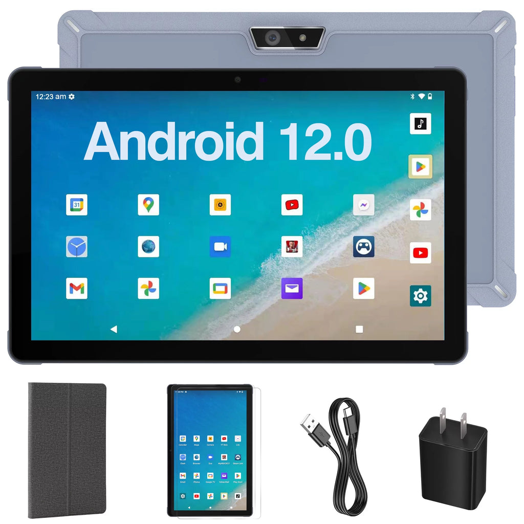 Android 12 Tablet 10.4 Inch with Case, 4GB RAM, 64GB Storage, Octa-Core, 6000mAh, Gray K558828