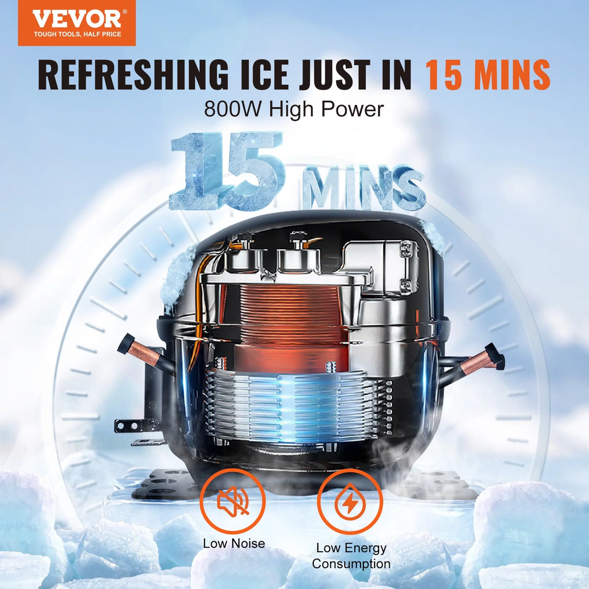 Commercial Ice Maker with 400LBS/24H and Storage Bin B986