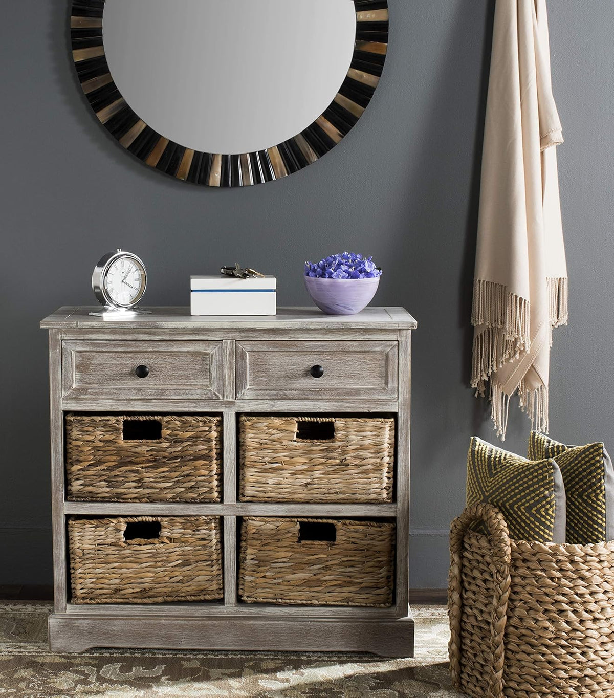 Brown Wicker Basket Storage Unit R571332