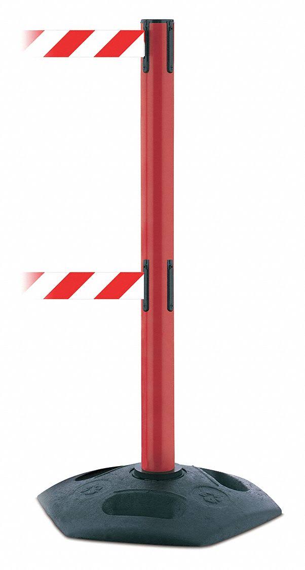 Red/White Striped Barrier Post with Belt Z34628
