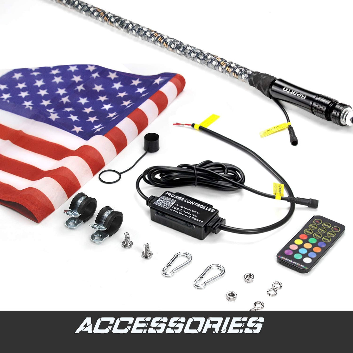 2 Pack LED Whips Light with Remote and App Control A64111