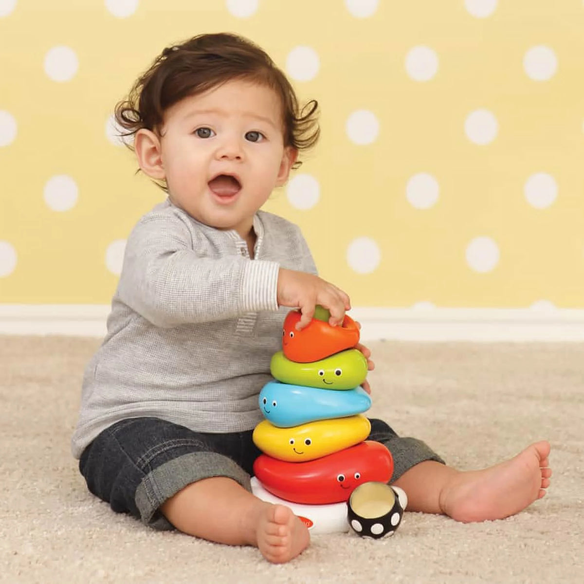 Multicolor 7-Piece Ring Stacking Toy with Rocking Base W52972