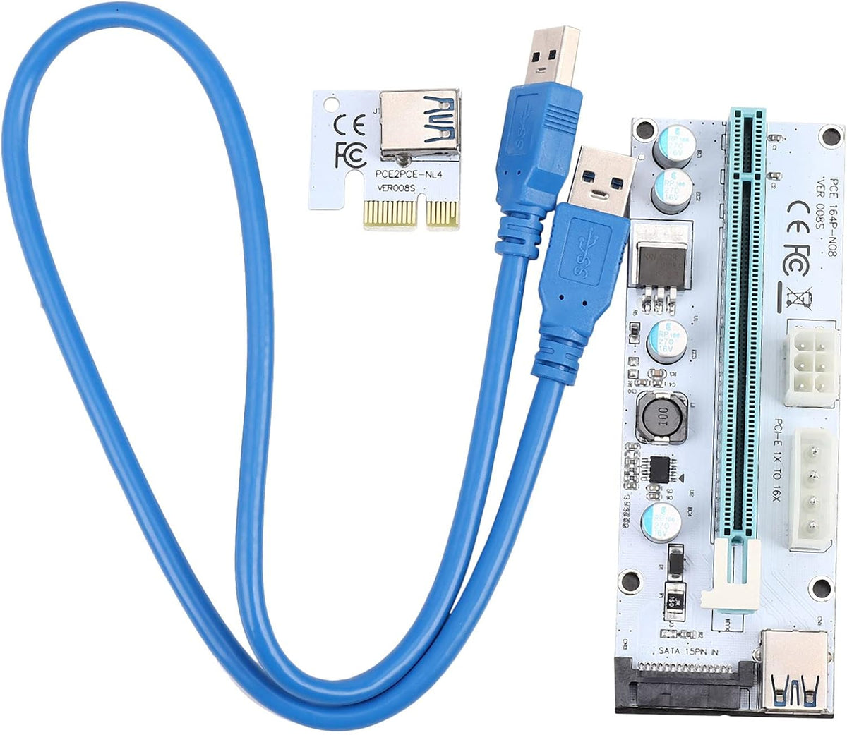Pci-E Riser Express 1X to 16X USB 3.0 Extension Cable Pack of 2 T129696