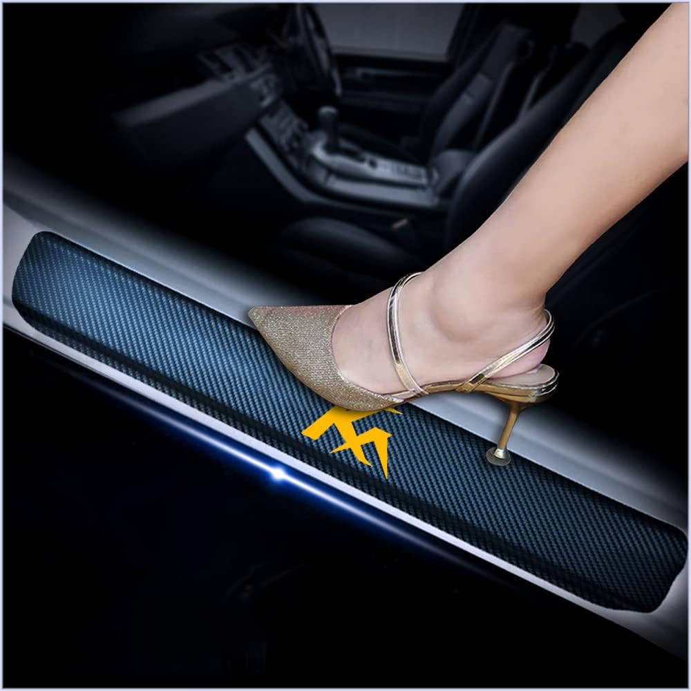4Pcs Car Door Sill Scuff Plate Cover Carbon Fiber Sticker red F970