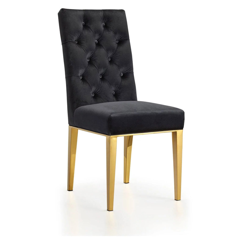Black Velvet Dining Chair Set of 2 B7678