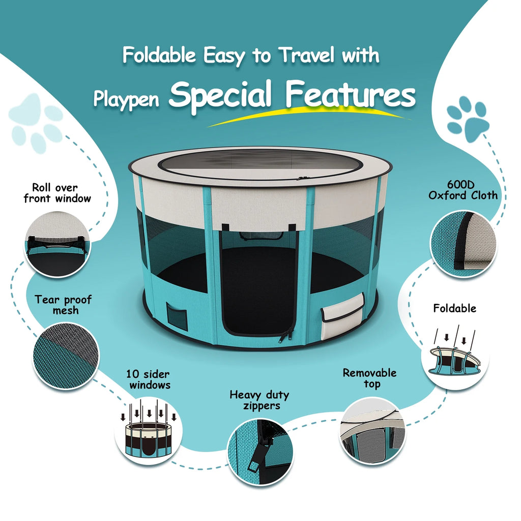 Large Foldable Pet Playpen with Carrying Case T834