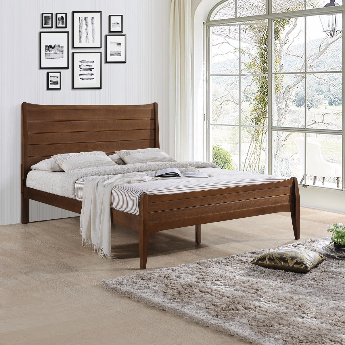 Rustic Wooden Queen Platform Bed S2850