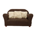 Brown Plush Kids Sofa with Accent Pillows J953