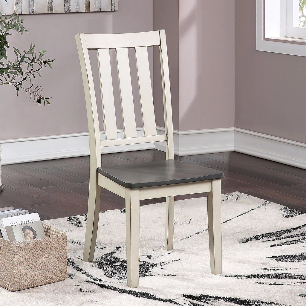 Antique White Gray 7pc Solid Wood Dining Table and 6 Side Chairs Z39306