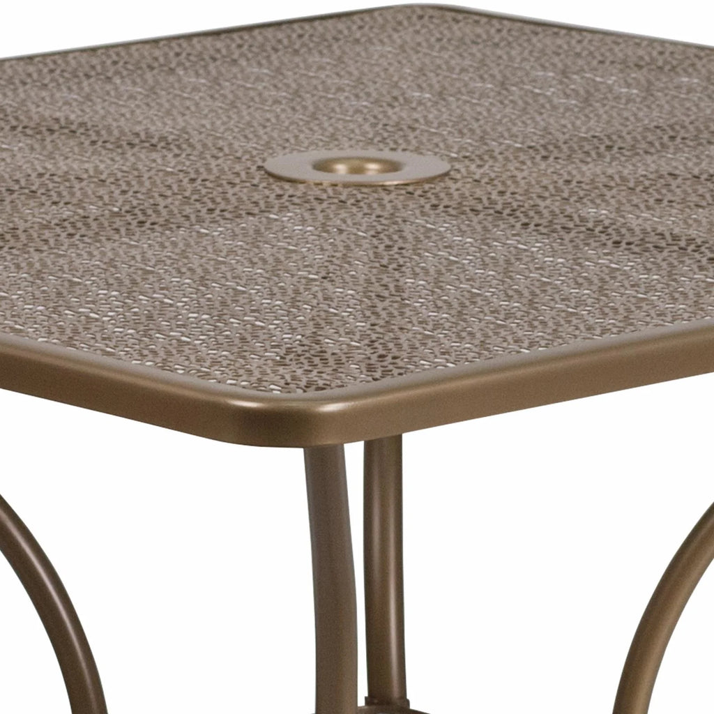 Square Black Steel Patio Table with Umbrella Hole L333493