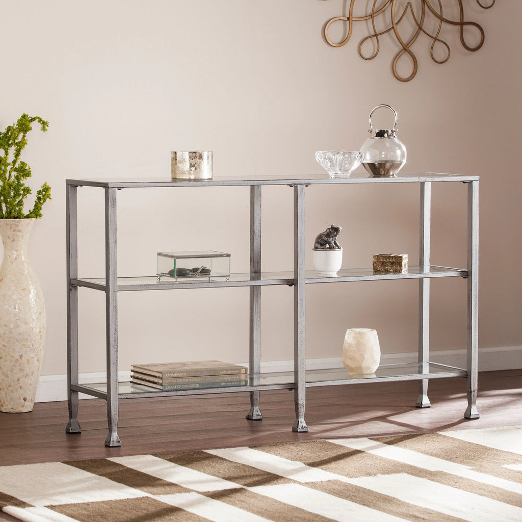 Metal Glass 3-Tier Console Table W558